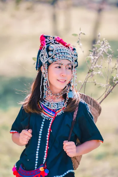Beautiful Healthy Young Asian Hill Tribe Woman Life Thailand — Stock Photo, Image
