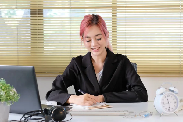 stock image Woman using computer closeup, businesswoman or student girl using laptop at home, online learning, internet marketing, working from home, office workplace freelance concept