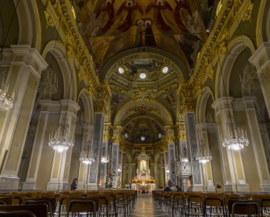 GENOA, ITALY, JANUARY 4, 2023 - The inner of the Sanctuary of Our Lady of the Guard (Madonna della Guardia) in Genoa, Italy.