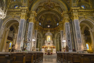 GENOA, ITALY, JANUARY 4, 2023 - The inner of the Sanctuary of Our Lady of the Guard (Madonna della Guardia) in Genoa, Italy.
