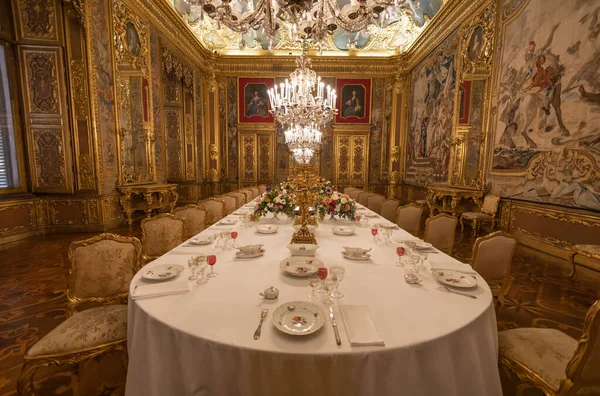 stock image TORINO (TURIN), ITALY, MARCH 25, 2023 - The Dining room in the Royal Palace of Torino, Italy