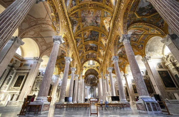 Genoa Italia Abril 2023 Interior Basílica Santissima Annunziata Vastato Génova — Foto de Stock