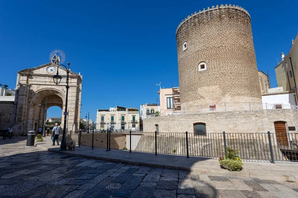 stock image BITONTO, ITALY, JULY 9, 2022 - The gate and tower at the entrance to the town of Bitonto, province of Bari, Puglia, Italy