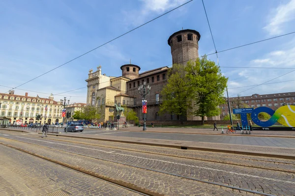 Torino Turin Italien April 2023 Blick Auf Das Schloss Von — Stockfoto