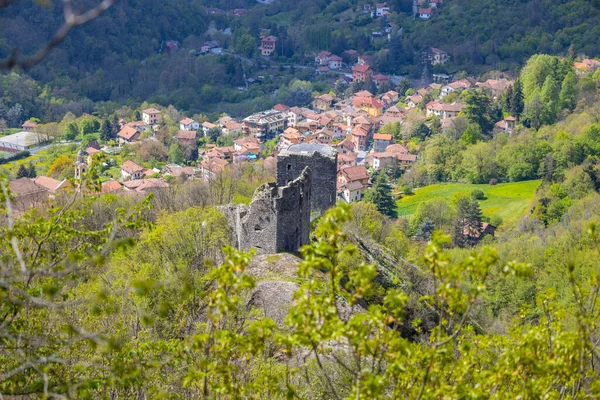 Aerial View Ruins Castle Savignone Ligurian Hinterland Genoa Italy — Stock Photo, Image