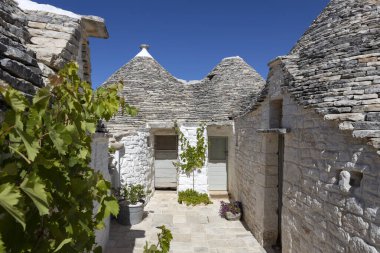Alberobello Trulli, İtalya 'nın Puglia eyaletindeki tipik kireçtaşı evleri.