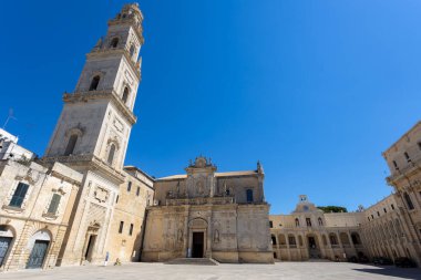 LECCE, ITALY, 12 Temmuz 2022 - Santa Maria Assunta Metropolitan Katedrali Lecce, Puglia, İtalya