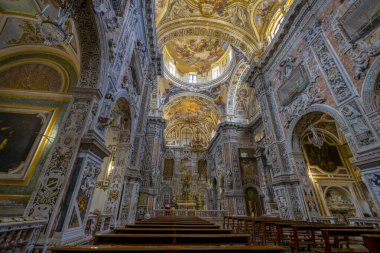 PALERMO, İtalya, 15 Haziran 2023 - Palermo, Sicilya, İtalya 'nın tarihi merkezinde Santa Caterina d' Alessandria Kilisesi 'nin İçi