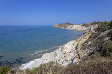 Scala dei Turchi, Agrigento, Sicilya, İtalya 'nın Realmonte kasabasındaki beyaz kaya kayalığı.