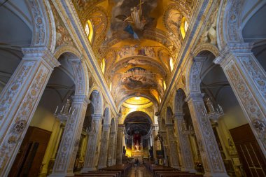 ACIREALE, ITALY, JUNE 18, 2023 - Inner of the Basilica Cathedral of Maria SS. Annunziata or Duomo of Acireale,  province of Catania, Sicily, Italy clipart