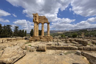 Temple of the Dioscuri, Castor and Pollux in the Valley of Temples, Agrigento, Sicily, Italy clipart