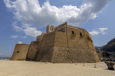 CASTELLAMMARE DEL GOLFO, ITALY, JULY 1, 2023 - The Arab Norman Castle in Castellammare del Golfo, province of Trapani, Sicily, Italy clipart