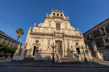 ACIREALE, ITALY, 18 Haziran 2023 - San Sebastiano Basilica Collegiata Acireale, İtalya