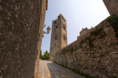 The Bell tower of the Real Cathedral of Erice (also Real Church Madrice Insigne Collegiata), better known as Madrice of Erice, province of Trapani, Sicily, Italy clipart