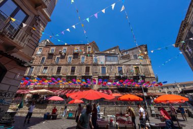 CATANIA, ITALY, JUNE 19,2023 - The fish market in the historic center of Catania, Sicily, Italy clipart