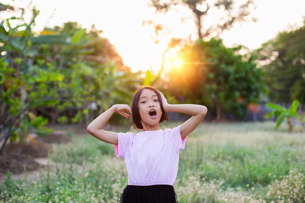 Gadis Kecil Yang Lucu Padang Rumput Stok Gambar Bebas Royalti