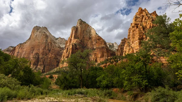 Court Patriarchs Grouping Sandstone Cliffs Zion National Park Mountain Named — Stock Photo, Image