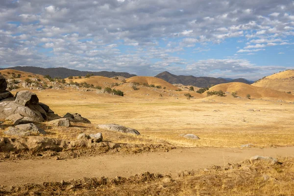 Kaliforniya Abd Yaz Sonlarında Kavrulmuş Sarı Çimleri Yuvarlanan Tepeleri Olan — Stok fotoğraf