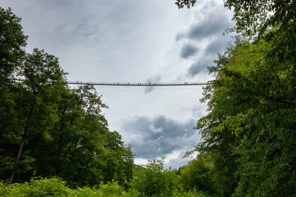 Ponte Suspensa Geierlay Ponte Pedonal Mais Longa Espetacular Alemanha Foto — Fotografia de Stock