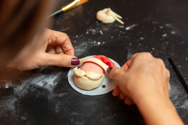 Preparation Steamed Sandwich Shape Santa Claus — Stock Photo, Image