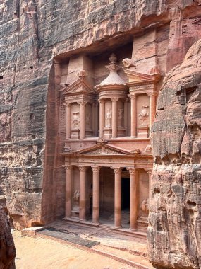 Ancient Petra in Jordan. Al Khazneh, the Treasury, in historical and archaeological site in Jordan. Famous destination for visit. clipart