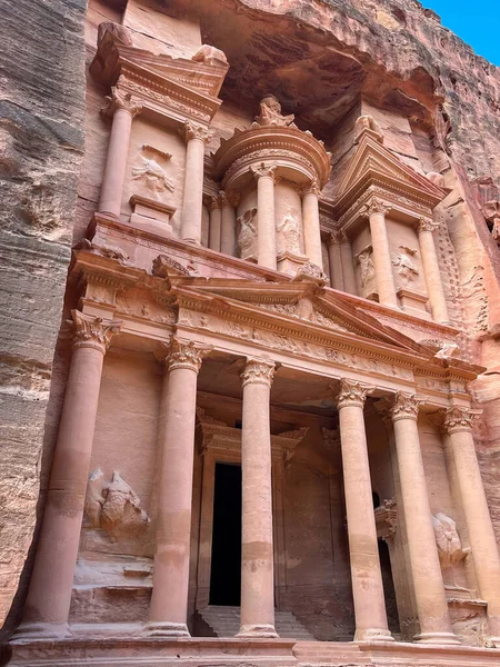 Oude Petra Jordanië Khazneh Schatkist Historische Archeologische Site Jordanië Beroemde — Stockfoto