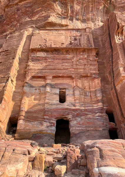 Świątynie Grobowce Mieście Petra Jordan Starożytna Architektura — Zdjęcie stockowe