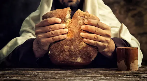 Das Letzte Abendmahl Jesus Bricht Das Brot lizenzfreie Stockfotos