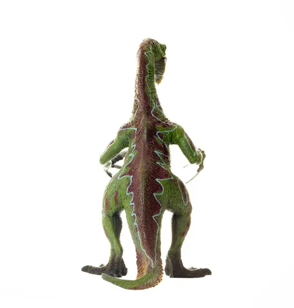 Toy Dinosaur Therizinosaurus Prehistoric Creature Transparent Background Rear View Stok Gambar Bebas Royalti