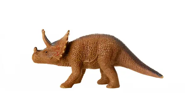 Detaljerad Triceratops Figurine Isolerad Vit Bakgrund Med Synliga Texturer Stockfoto
