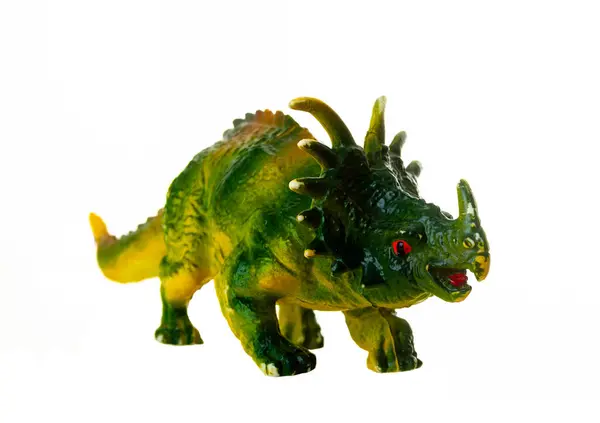 Modelo Brinquedo Dinossauro Sinoceratops Realista Isolado Fundo Branco Imagem De Stock