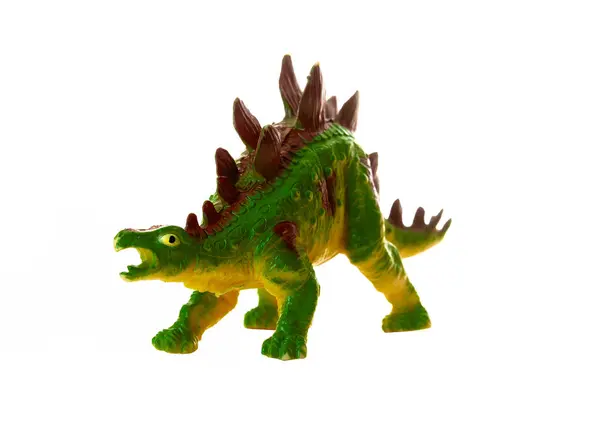 Realistic Plastic Model Stegosaurus Dinosaur White Background Stok Lukisan  
