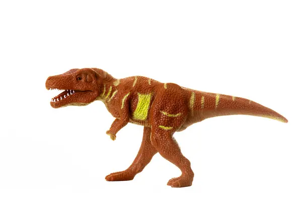 Replicação Brinquedo Detalhada Tiranossauro Rex Posicionado Sobre Fundo Branco Sem Imagens Royalty-Free