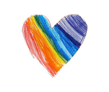 Canlı gökkuşağı kalbi beyaz bir zemin üzerinde aşkı, çeşitliliği ve kabulü simgeler. Romantik durumlar için mükemmeldir ya da lgbtq toplumuna destek verir.