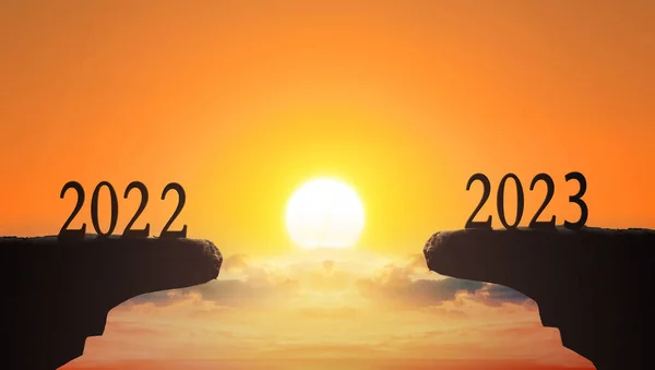 2023新年理念 2023年的轮廓与天空 准备迎接2023年新年派对 — 图库照片