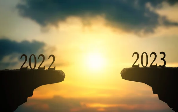 Neujahrskonzept 2023 Silhouette Von 2023 Mit Himmel Zur Vorbereitung Der — Stockfoto