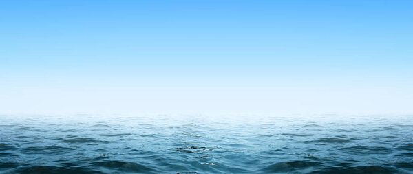 Horizon Spring Morning blue sky Scape in blue by the Sea