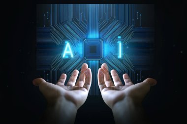 Ai, yapay zeka kavramı analitik, otomasyon ve özerk beyin.. 
