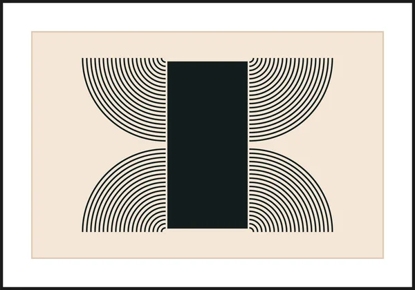 Minimale 20S Geometrische Muur Kunst Design Poster Vector Template Met — Stockvector