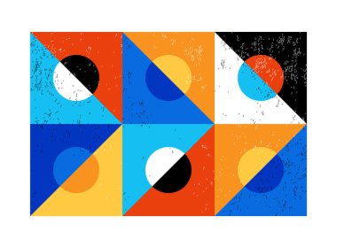 Minimum geometrik tasarım posteri, ilkel şekilli vektör şablonu, modern hipster tarzı.