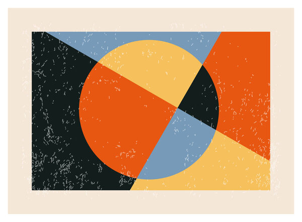 Minimal 20s geometric design poster, vector template with primitive shapes elements, modern hipster style