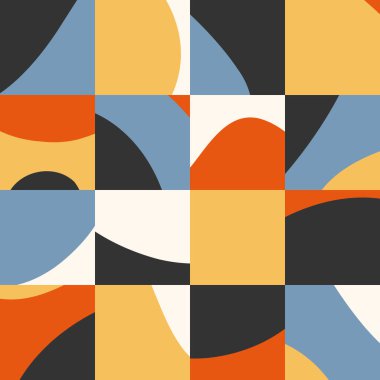 Cute trendy motley seamless pattern with abstract paper cut elements shapes, vector illustration in simple flat style, ideal for wrapping paper, wallpaper, fabrics, backdrop etc