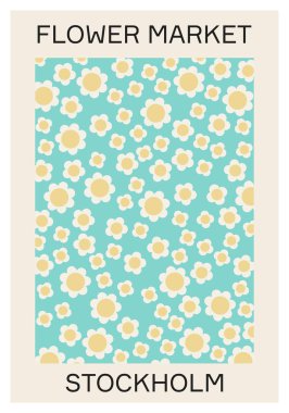 Botanik estetik çiçek pazarı posteri duvar dekorasyonu, kartpostal, kapak tasarımı için kullanılabilir.