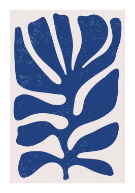 Modern kesim kağıt kolajı tarzında soyut botanik şekiller içeren minimalist duvar resimleri poster, poster, el ilanı, kart, broşür vs. olarak kullanılabilir