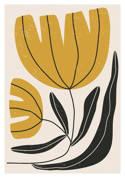 Matisse Soyut Organik Çiçek Şekilli Minimalist Duvar Sanat Posterinden Esinlenmiştir — Stok Vektör