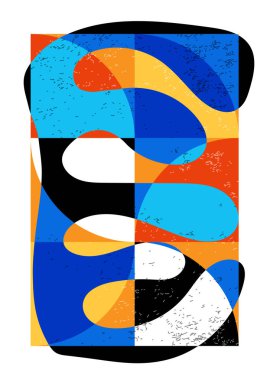 Minimum geometrik tasarım posteri, ilkel şekilli vektör şablonu, modern hipster tarzı.