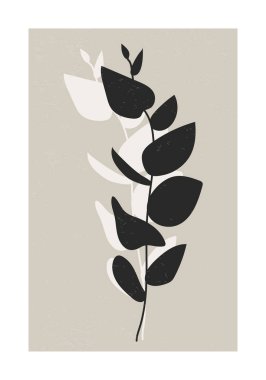 Trendy minimalist botanical vector illustration as abstract composition with leaves, ideal for art gallery, modern wall art poster, minimal interior design