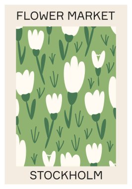 Botanik estetik çiçek pazarı posteri duvar dekorasyonu, kartpostal, kapak tasarımı için kullanılabilir.