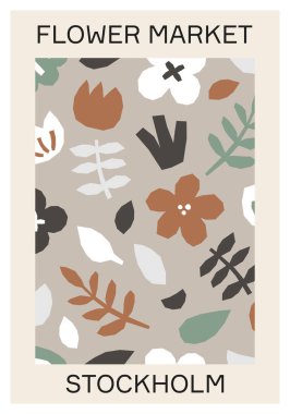 Botanik estetik çiçek pazarı posteri duvar dekorasyonu, kartpostal, kapak tasarımı için kullanılabilir.