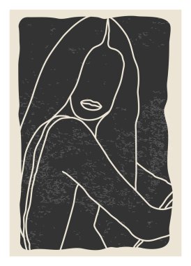 Çıplak kadın vücut çizgisi çağdaş minimalist tasarım posteri